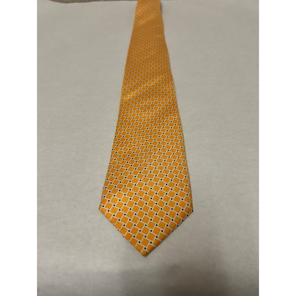 Jos. A. Bank Necktie Mens One Size Yellow 100% Silk Square Geometric Designer